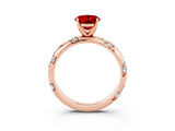 Rose gold Oval Cut Solitaire Diamond Engagement Ring with Twisted Pave Band and Four-Prong Setting_3