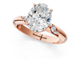 Rose gold Oval Cut Solitaire Diamond Engagement Ring with Twisted Pave Band and Four-Prong Setting_4