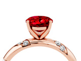 Rose gold Oval Cut Solitaire Diamond Engagement Ring with Twisted Pave Band and Four-Prong Setting_4