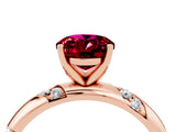 Rose gold Oval Cut Solitaire Diamond Engagement Ring with Twisted Pave Band and Four-Prong Setting_4