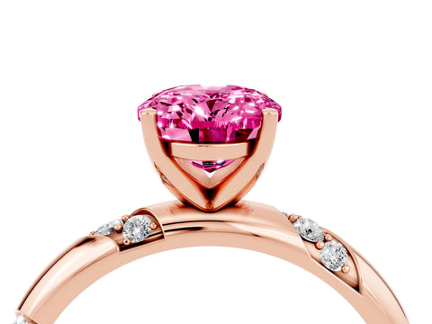 Rose gold Oval Cut Solitaire Diamond Engagement Ring with Twisted Pave Band and Four-Prong Setting_4