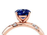 Rose gold Oval Cut Solitaire Diamond Engagement Ring with Twisted Pave Band and Four-Prong Setting_4
