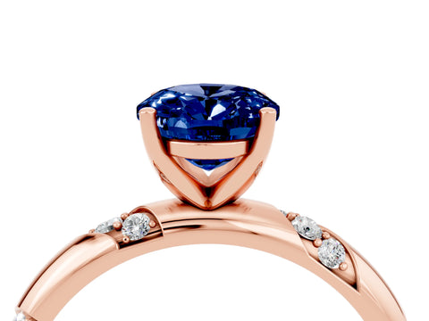 Rose gold Oval Cut Solitaire Diamond Engagement Ring with Twisted Pave Band and Four-Prong Setting_4