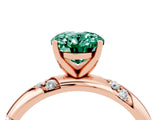 Rose gold Oval Cut Solitaire Diamond Engagement Ring with Twisted Pave Band and Four-Prong Setting_4