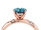 Rose gold Oval Cut Solitaire Diamond Engagement Ring with Twisted Pave Band and Four-Prong Setting_4