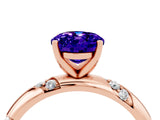 Rose gold Oval Cut Solitaire Diamond Engagement Ring with Twisted Pave Band and Four-Prong Setting_4