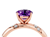 Rose gold Oval Cut Solitaire Diamond Engagement Ring with Twisted Pave Band and Four-Prong Setting_4
