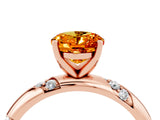 Rose gold Oval Cut Solitaire Diamond Engagement Ring with Twisted Pave Band and Four-Prong Setting_4