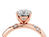 Rose gold Oval Cut Solitaire Diamond Engagement Ring with Twisted Pave Band and Four-Prong Setting_4