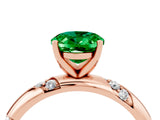 Rose gold Oval Cut Solitaire Diamond Engagement Ring with Twisted Pave Band and Four-Prong Setting_4