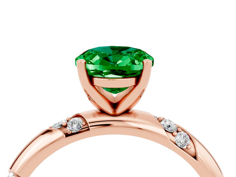 Rose gold Oval Cut Solitaire Diamond Engagement Ring with Twisted Pave Band and Four-Prong Setting_4