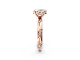 Rose gold Oval Cut Solitaire Diamond Engagement Ring with Twisted Pave Band and Four-Prong Setting_5