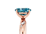 Rose gold Oval Cut Solitaire Diamond Engagement Ring with Twisted Pave Band and Four-Prong Setting_5