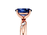 Rose gold Oval Cut Solitaire Diamond Engagement Ring with Twisted Pave Band and Four-Prong Setting_5