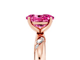 Rose gold Oval Cut Solitaire Diamond Engagement Ring with Twisted Pave Band and Four-Prong Setting_5