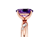 Rose gold Oval Cut Solitaire Diamond Engagement Ring with Twisted Pave Band and Four-Prong Setting_5