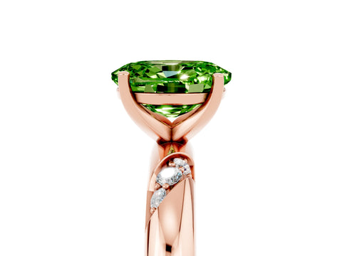 Rose gold Oval Cut Solitaire Diamond Engagement Ring with Twisted Pave Band and Four-Prong Setting_5