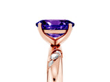 Rose gold Oval Cut Solitaire Diamond Engagement Ring with Twisted Pave Band and Four-Prong Setting_5
