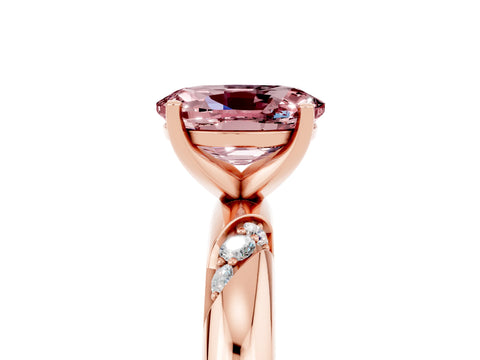 Rose gold Oval Cut Solitaire Diamond Engagement Ring with Twisted Pave Band and Four-Prong Setting_5