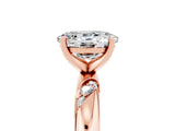 Rose gold Oval Cut Solitaire Diamond Engagement Ring with Twisted Pave Band and Four-Prong Setting_5