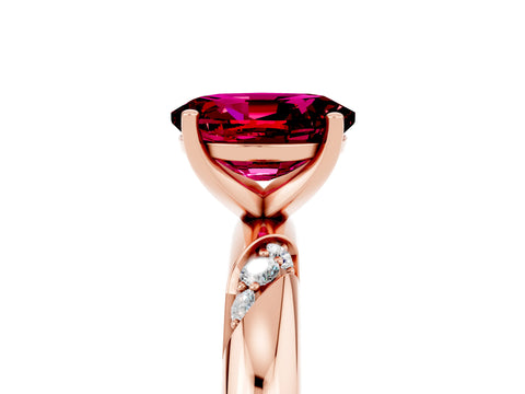 Rose gold Oval Cut Solitaire Diamond Engagement Ring with Twisted Pave Band and Four-Prong Setting_5