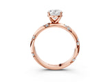 Rose gold Oval Cut Solitaire Diamond Engagement Ring with Twisted Pave Band and Four-Prong Setting_6