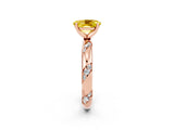 Rose gold Oval Cut Solitaire Diamond Engagement Ring with Twisted Pave Band and Four-Prong Setting