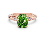 Rose gold Oval Cut Solitaire Diamond Engagement Ring with Twisted Pave Band and Four-Prong Setting