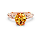 Rose gold Oval Cut Solitaire Diamond Engagement Ring with Twisted Pave Band and Four-Prong Setting