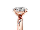 Rose gold Oval Cut Solitaire Diamond Engagement Ring with Twisted Pave Band and Four-Prong Setting_8