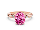 Rose gold Oval Cut Solitaire Diamond Engagement Ring with Twisted Pave Band and Four-Prong Setting