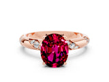 Rose gold Oval Cut Solitaire Diamond Engagement Ring with Twisted Pave Band and Four-Prong Setting
