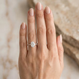 Rose gold Oval Cut Solitaire Diamond Ring with Pave Band and Four-Prong Setting_4