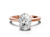 Rose gold Oval Cut Solitaire Diamond Ring with Prong Setting and Plain Band_3
