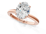Rose gold Oval Cut Solitaire Diamond Ring with Prong Setting and Plain Band_4