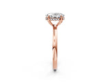 Rose gold Oval Cut Solitaire Diamond Ring with Prong Setting and Plain Band_5