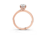 Rose gold Oval Cut Solitaire Diamond Ring with Prong Setting and Plain Band_6