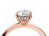 Rose gold Oval Cut Solitaire Diamond Ring with Prong Setting and Plain Band_7