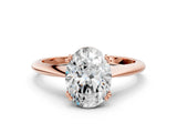 Rose gold Oval Cut Solitaire Diamond Ring with Six-Prong Setting and Classic Band_12