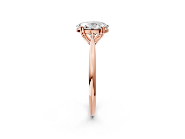 Rose gold Oval Cut Solitaire Diamond Ring with Six-Prong Setting and Classic Band