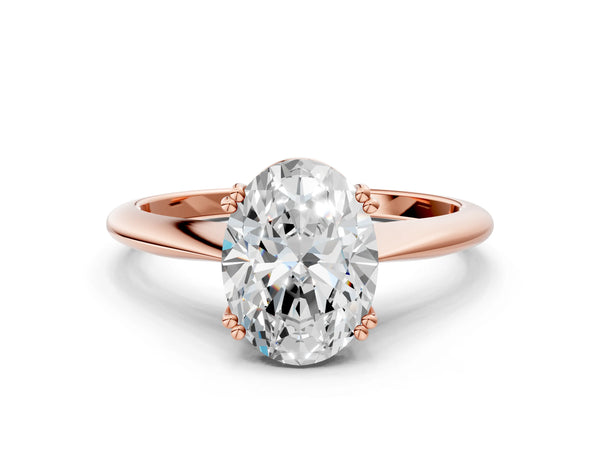 Rose gold Oval Cut Solitaire Diamond Ring with Six-Prong Setting and Classic Band