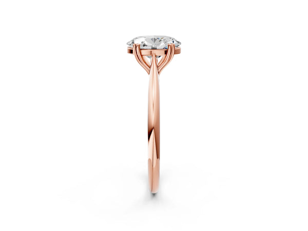 Rose gold Oval Cut Solitaire Diamond Ring with Six-Prong Setting and Classic Band
