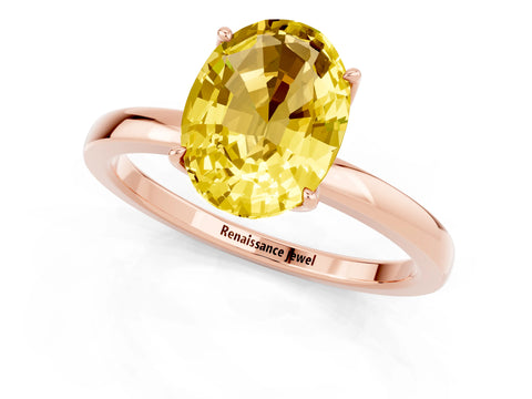 Rose gold Oval Cut Solitaire Diamond Ring with Thin Band and Four-Prong Setting_1