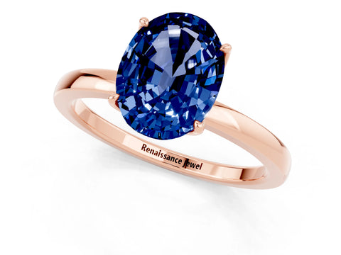 Rose gold Oval Cut Solitaire Diamond Ring with Thin Band and Four-Prong Setting_1