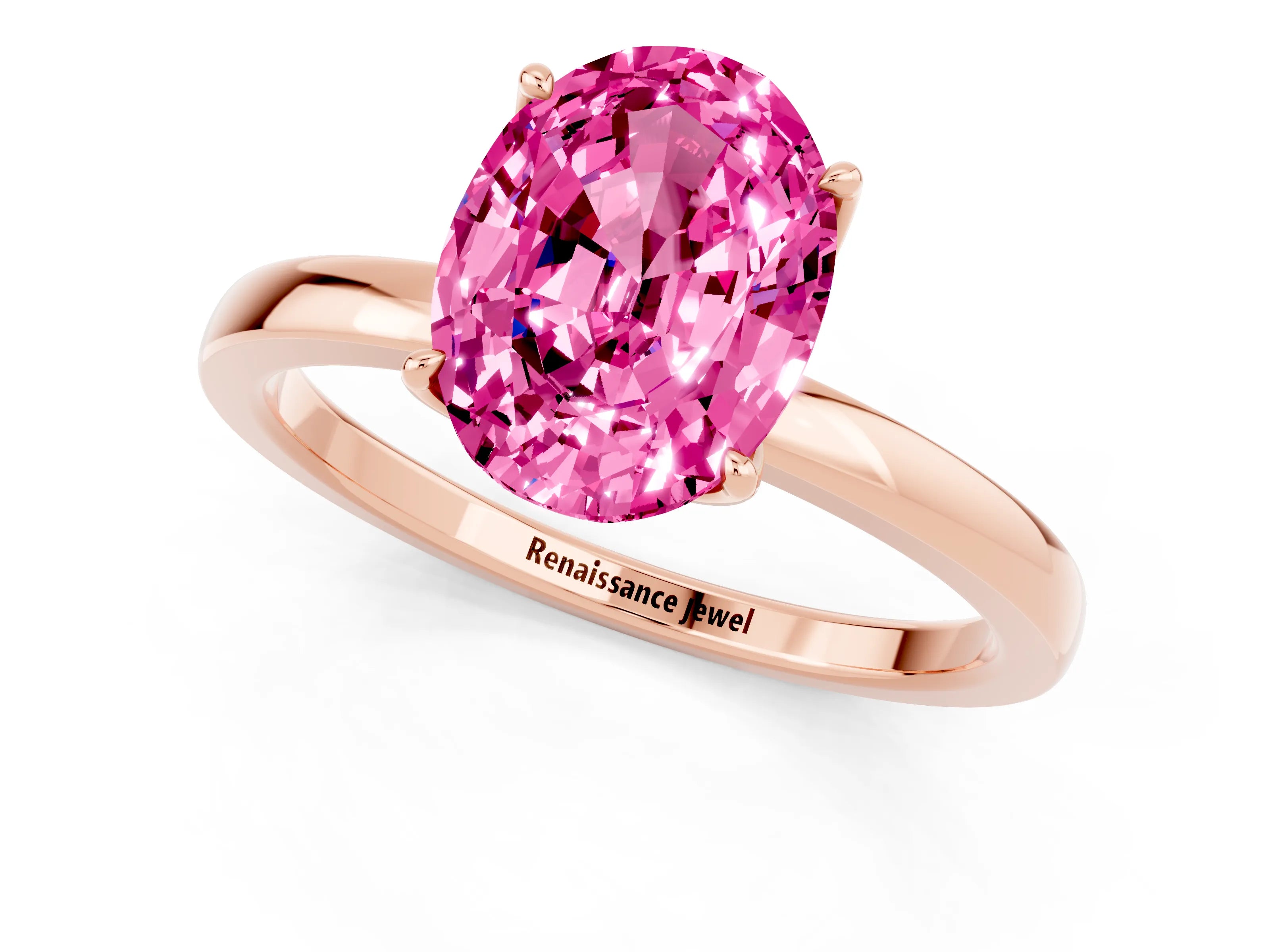 Rose gold Oval Cut Solitaire Diamond Ring with Thin Band and Four-Prong Setting_1
