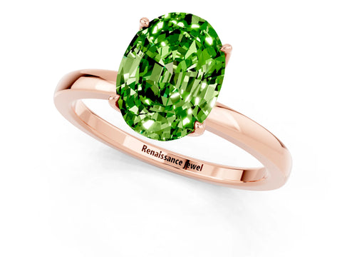 Rose gold Oval Cut Solitaire Diamond Ring with Thin Band and Four-Prong Setting_1