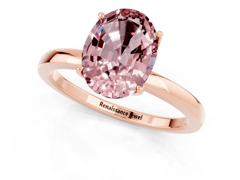Rose gold Oval Cut Solitaire Diamond Ring with Thin Band and Four-Prong Setting_1