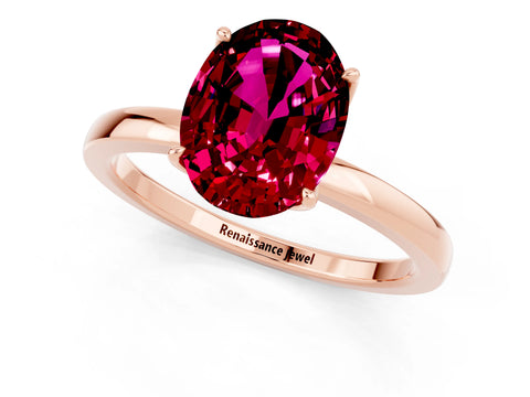 Rose gold Oval Cut Solitaire Diamond Ring with Thin Band and Four-Prong Setting_1