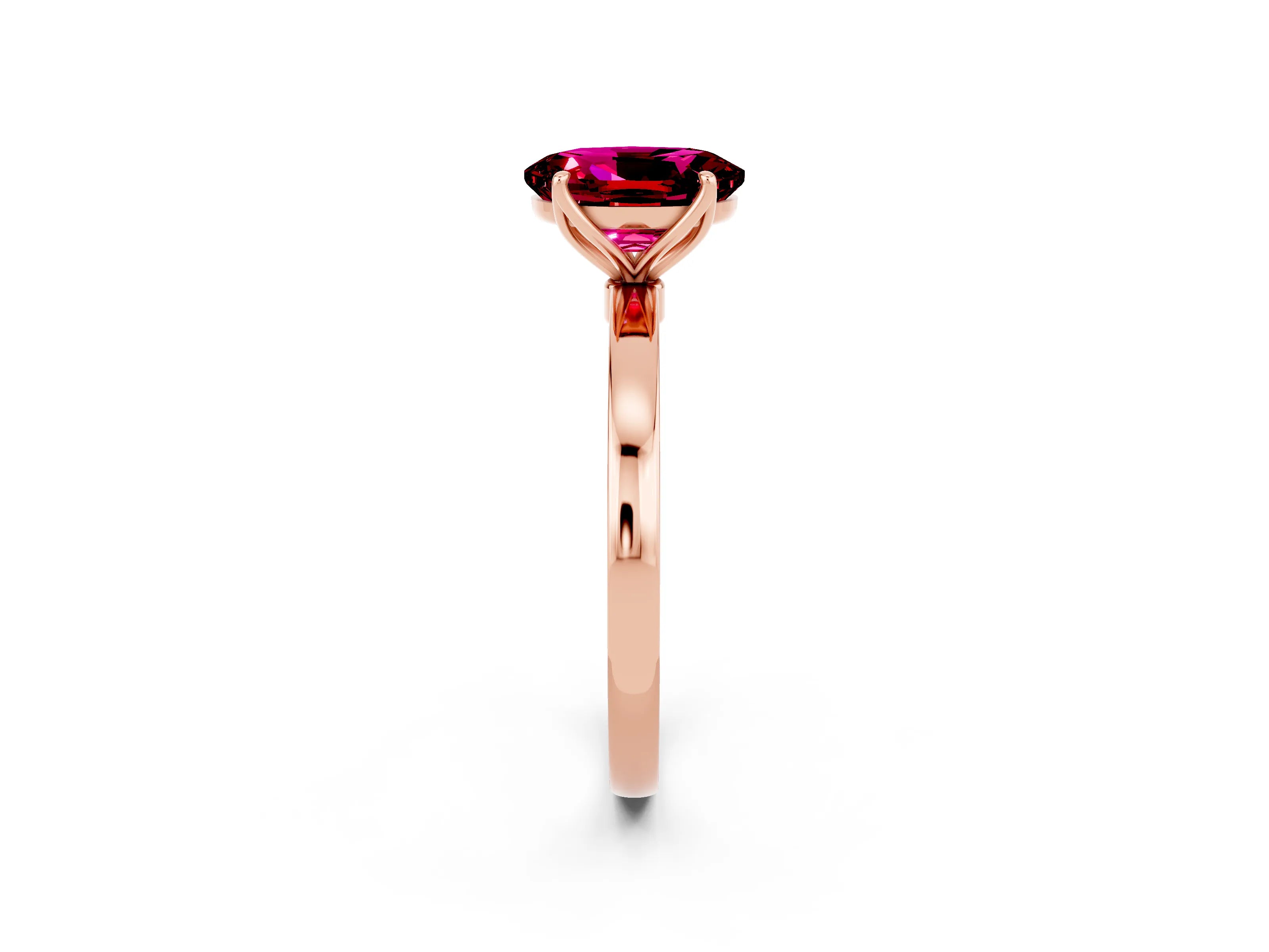 Rose gold Oval Cut Solitaire Diamond Ring with Thin Band and Four-Prong Setting_2