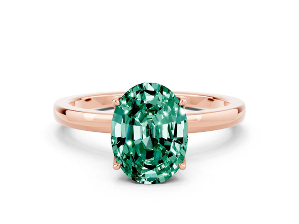 Rose gold Oval Cut Solitaire Diamond Ring with Thin Band and Four-Prong Setting